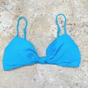 ViX Paula Hermanny Bikini Top Womens D Blue Triangle Swimwear Pullover Knot